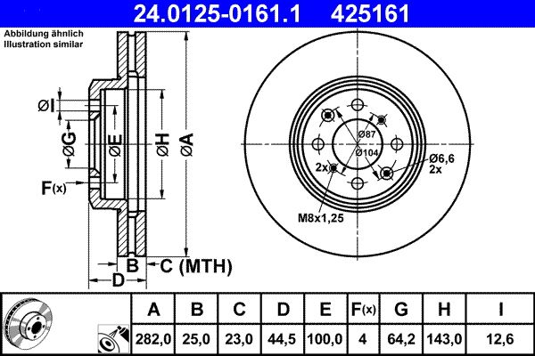 Brake Disc ATE 24.0125-0161.1