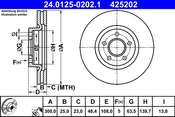 Brake Disc ATE 24.0125-0202.1