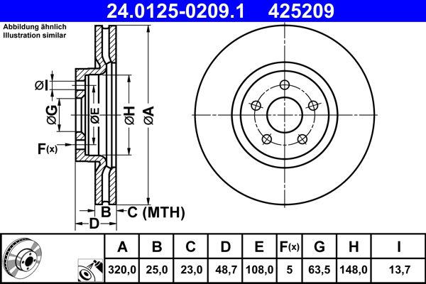 Brake Disc ATE 24.0125-0209.1