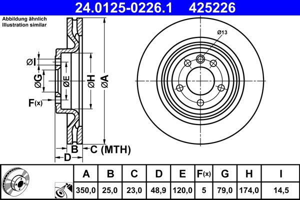 Brake Disc ATE 24.0125-0226.1