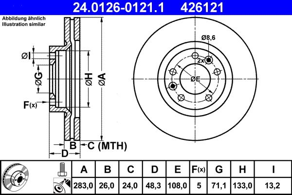 Brake Disc ATE 24.0126-0121.1