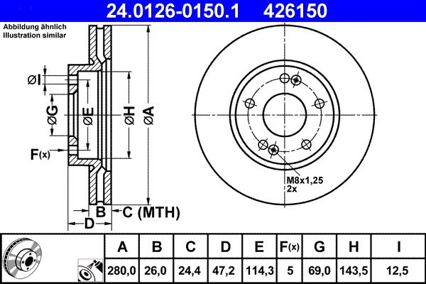 Гальмівний диск ATE 24.0126-0150.1