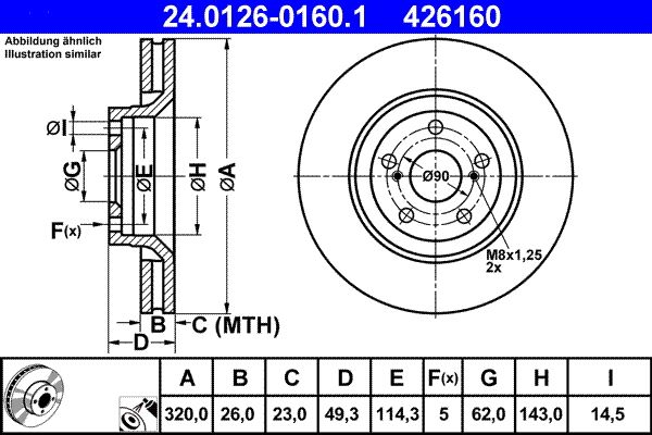 Brake Disc ATE 24.0126-0160.1