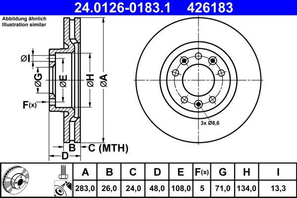 Brake Disc ATE 24.0126-0183.1