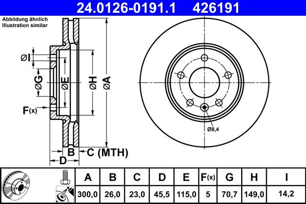 Brake Disc ATE 24.0126-0191.1