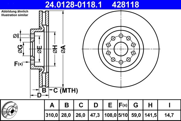 Brake Disc ATE 24.0128-0118.1