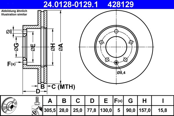 Гальмівний диск ATE 24.0128-0129.1
