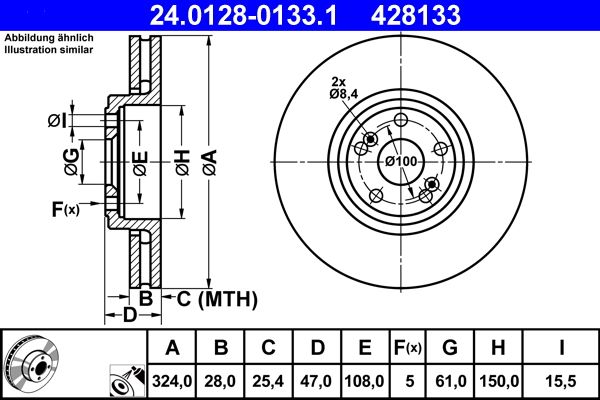 Brake Disc ATE 24.0128-0133.1