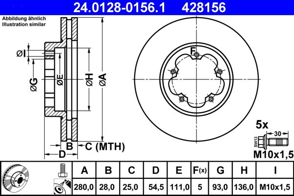 Brake Disc ATE 24.0128-0156.1