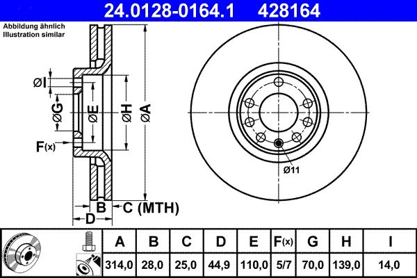 Brake Disc ATE 24.0128-0164.1