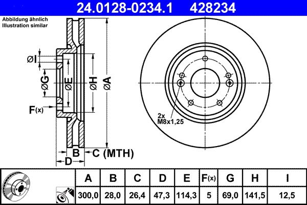 Brake Disc ATE 24.0128-0234.1