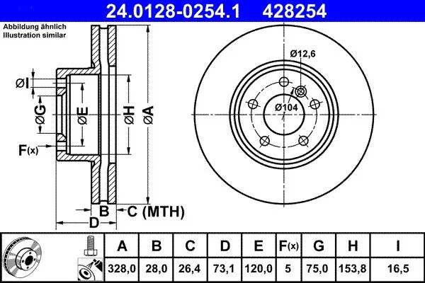 Brake Disc ATE 24.0128-0254.1