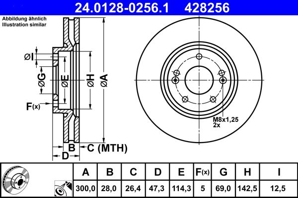 Brake Disc ATE 24.0128-0256.1