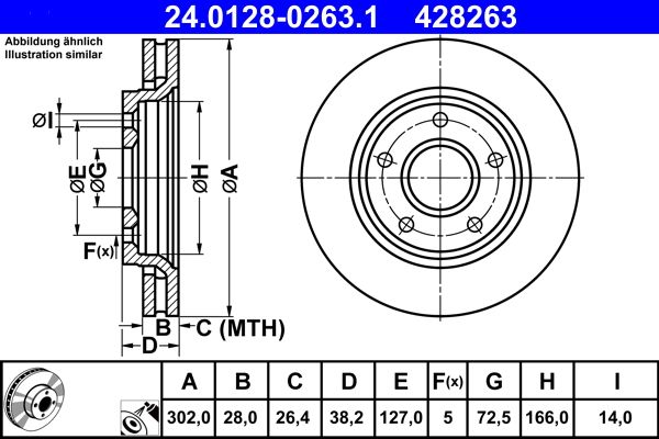 Brake Disc ATE 24.0128-0263.1