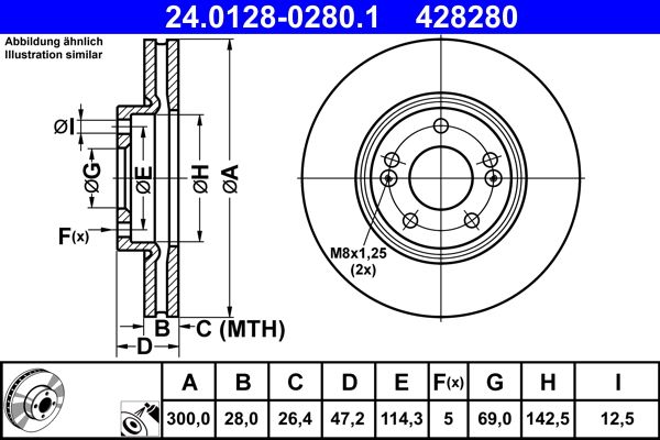 Brake Disc ATE 24.0128-0280.1