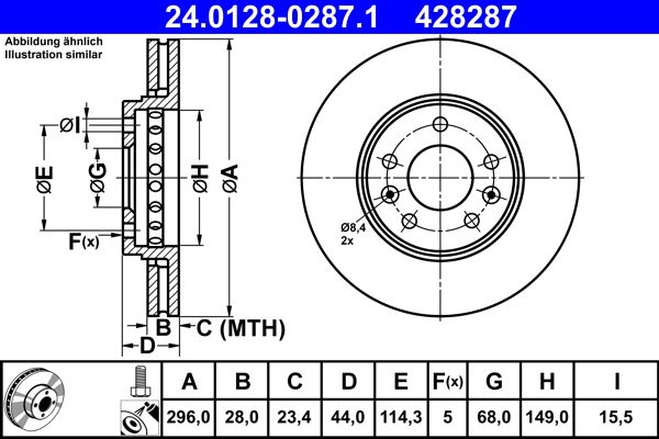 Brake Disc ATE 24.0128-0287.1