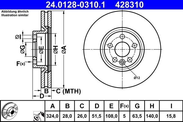 Brake Disc ATE 24.0128-0310.1