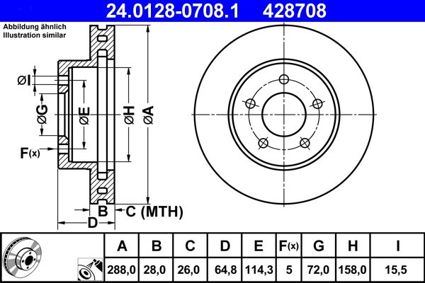 Brake Disc ATE 24.0128-0708.1