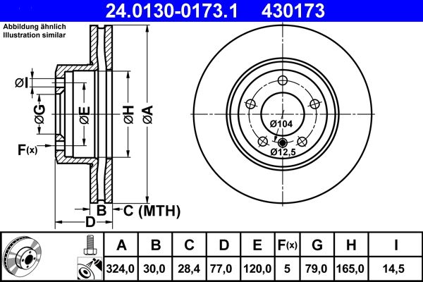 Brake Disc ATE 24.0130-0173.1