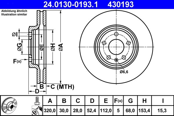 Brake Disc ATE 24.0130-0193.1