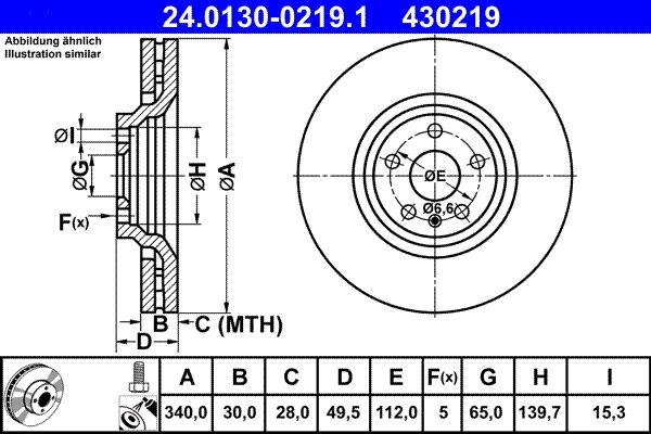 Brake Disc ATE 24.0130-0219.1