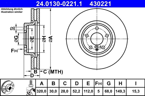 Brake Disc ATE 24.0130-0221.1