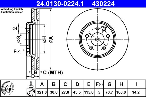 Гальмівний диск ATE 24.0130-0224.1