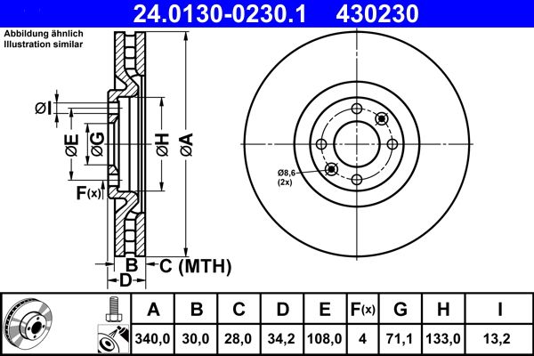 Brake Disc ATE 24.0130-0230.1