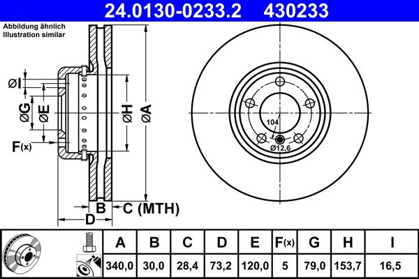 Brake Disc ATE 24.0130-0233.2