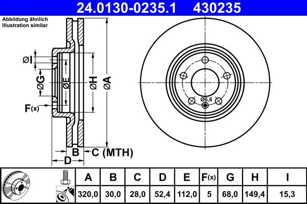 Brake Disc ATE 24.0130-0235.1