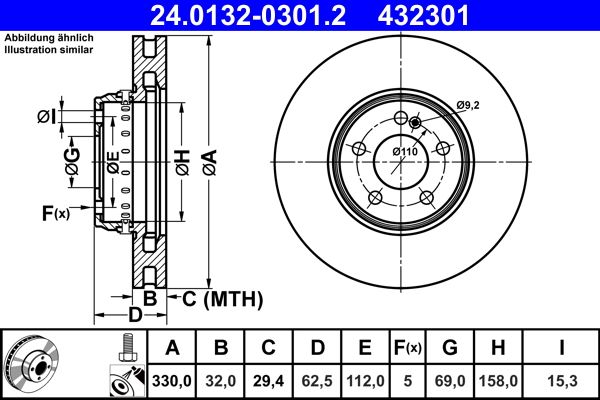 Brake Disc ATE 24.0132-0301.2