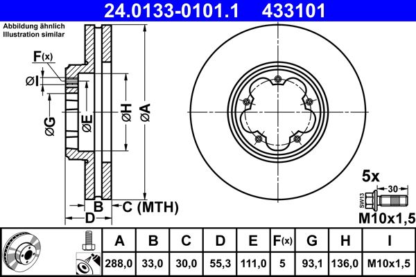 Brake Disc ATE 24.0133-0101.1