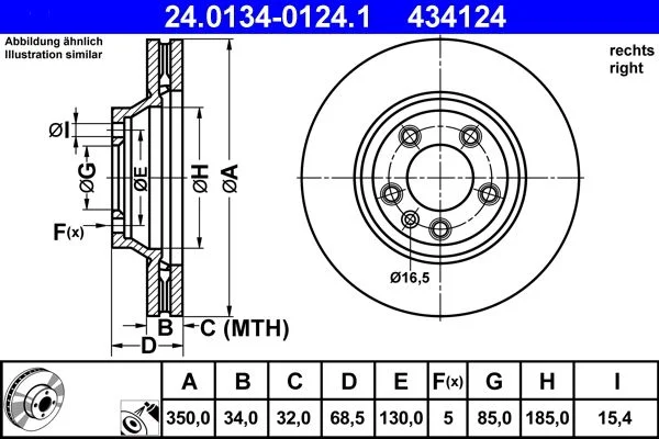 Brake Disc ATE 24.0134-0124.1