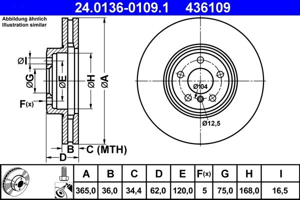 Гальмівний диск ATE 24.0136-0109.1