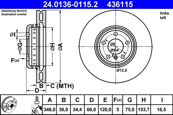 Гальмівний диск ATE 24.0136-0115.2