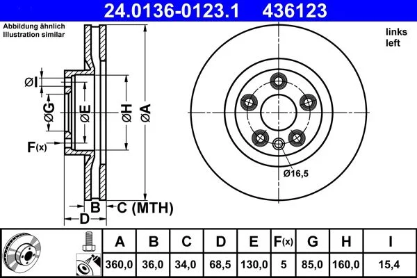 Stabdžių diskas ATE 24.0136-0123.1