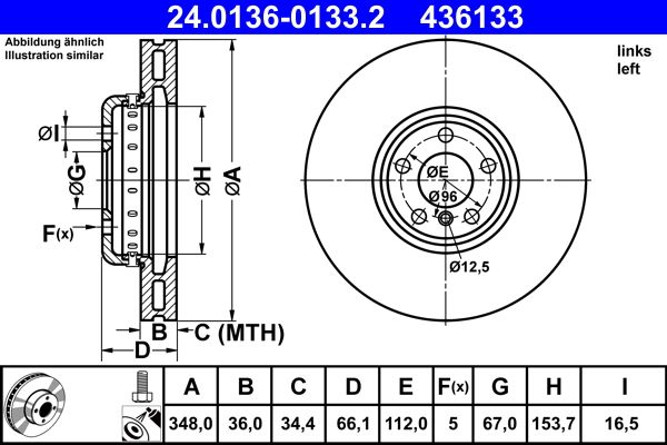 Гальмівний диск ATE 24.0136-0133.2