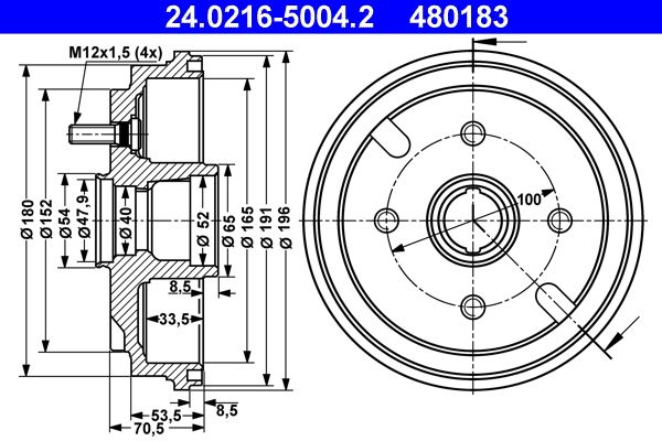 Brake Drum ATE 24.0216-5004.2