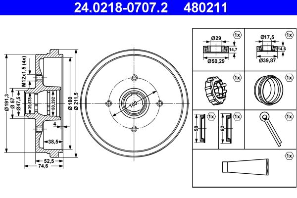 Brake Drum ATE 24.0218-0707.2