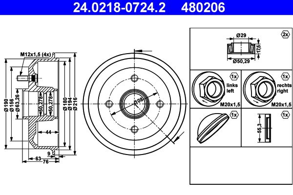 Brake Drum ATE 24.0218-0724.2