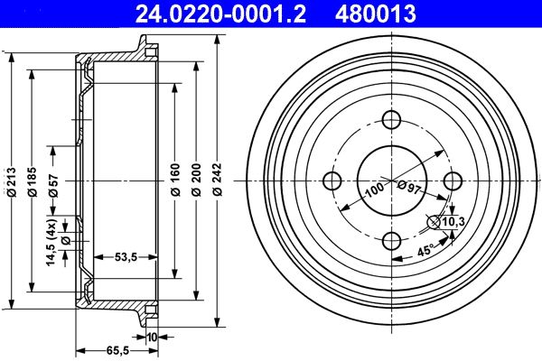 Brake Drum ATE 24.0220-0001.2