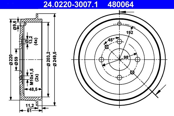 Гальмівний барабан ATE 24.0220-3007.1