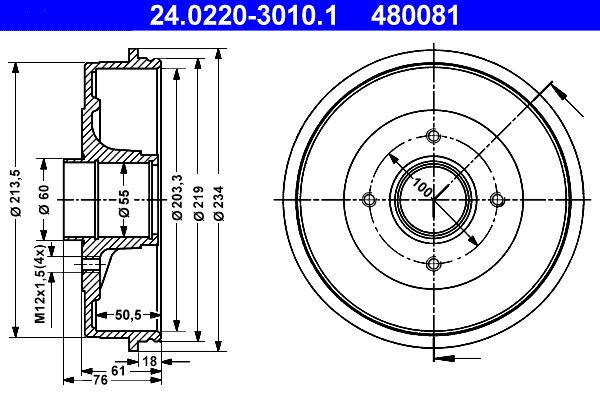 Brake Drum ATE 24.0220-3010.1