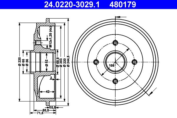 Brake Drum ATE 24.0220-3029.1