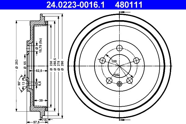 Гальмівний барабан ATE 24.0223-0016.1