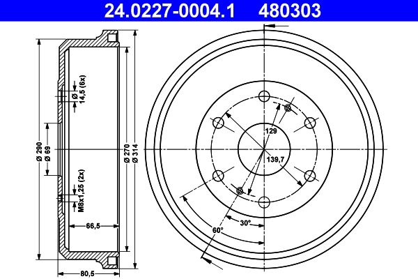 Brake Drum ATE 24.0227-0004.1