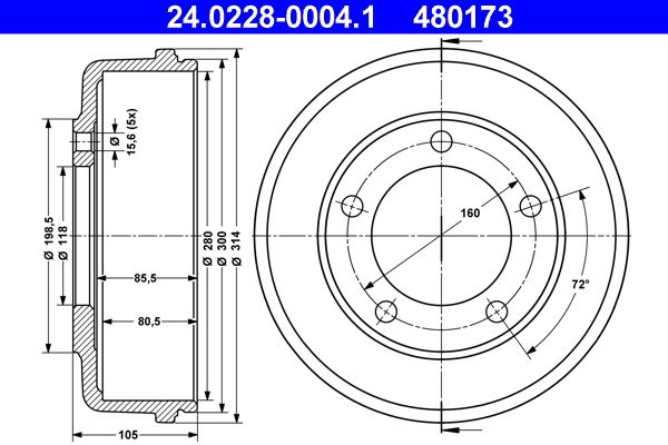 Brake Drum ATE 24.0228-0004.1