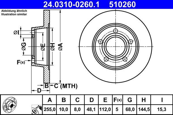 Brake Disc ATE 24.0310-0260.1