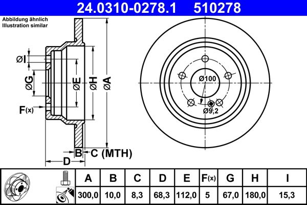 Brake Disc ATE 24.0310-0278.1