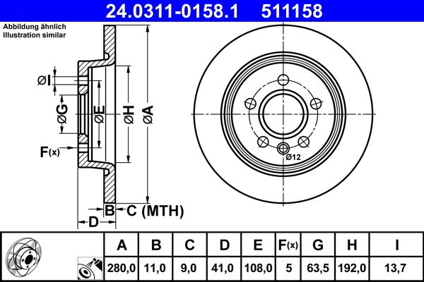 Brake Disc ATE 24.0311-0158.1